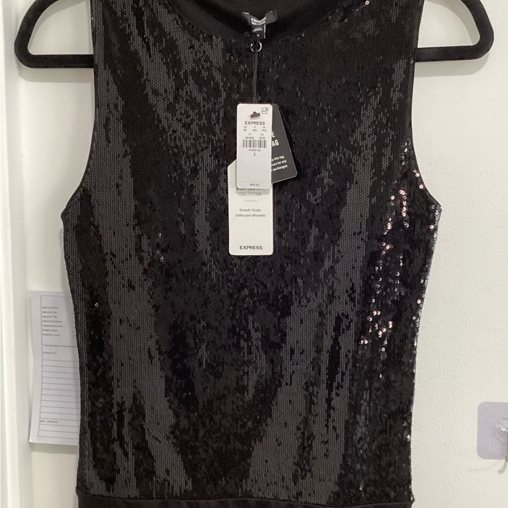 Express Black Sequin Tank Top
